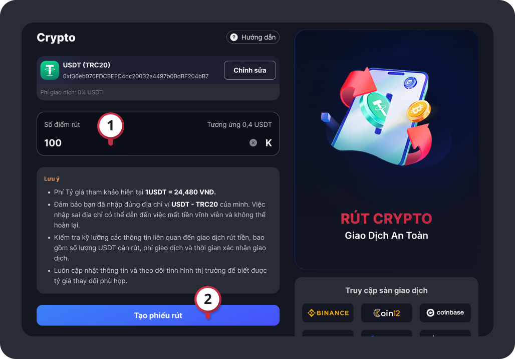 withdraw crypto instruct step 3